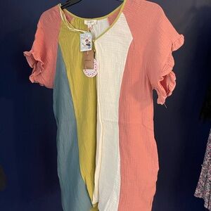 Colorful Striped Short Sleeve Dress